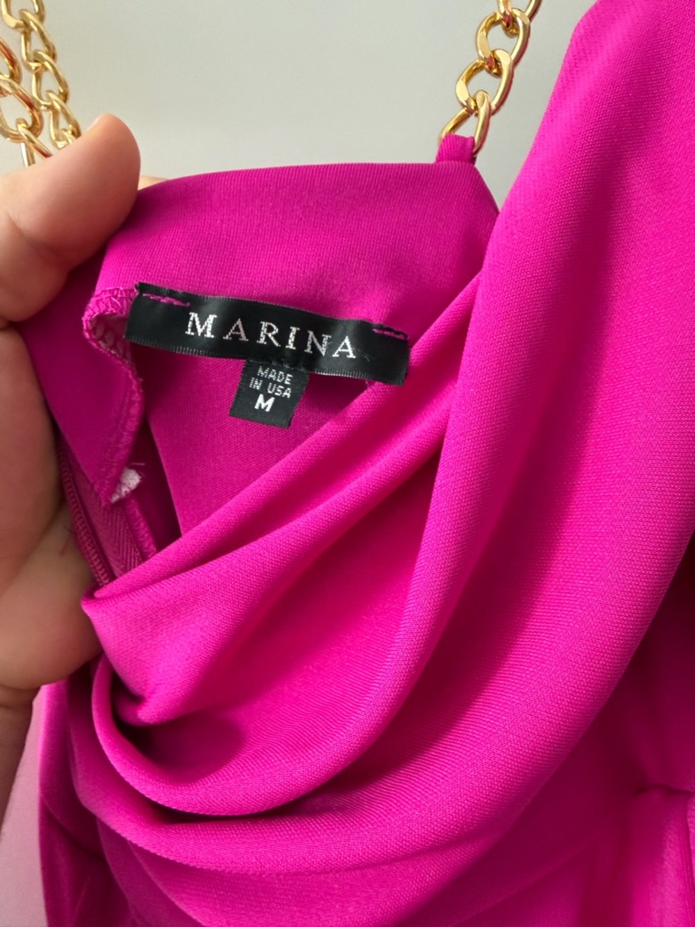 MARINA Fuchsia Cowl-Neck Slip Midi Dress - Picture 4 of 5